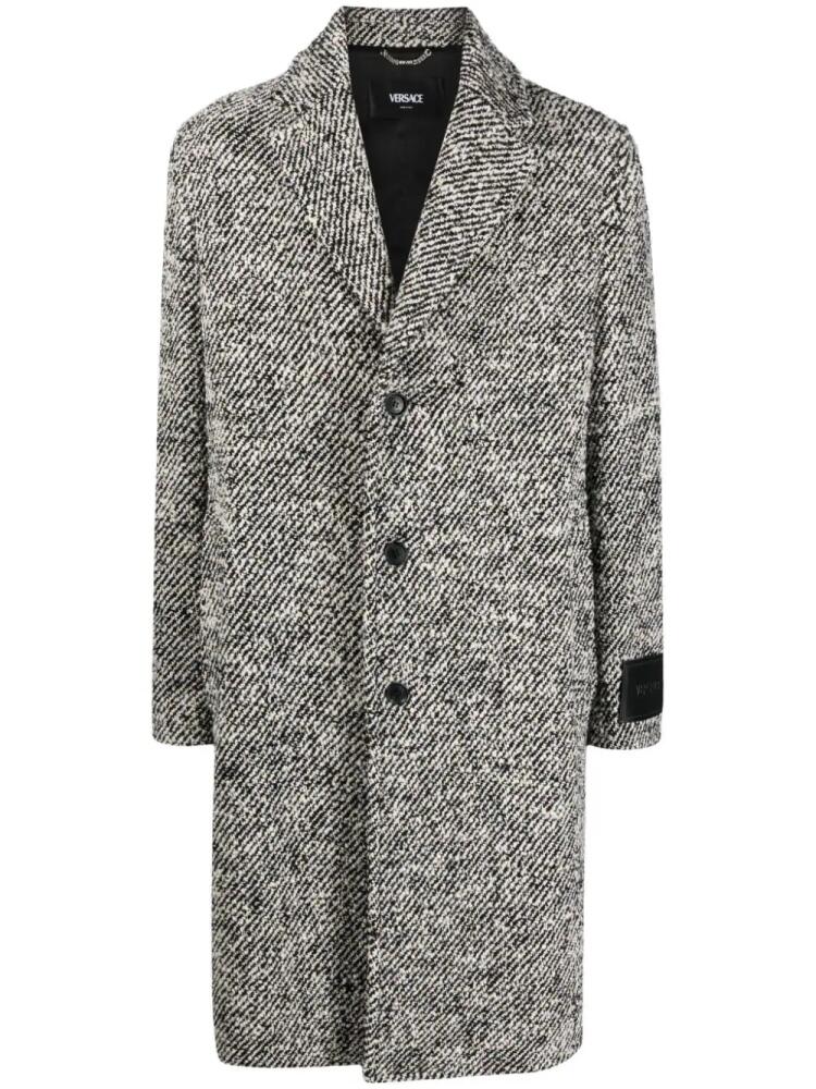 Versace single-breasted bouclé coat - Black Cover