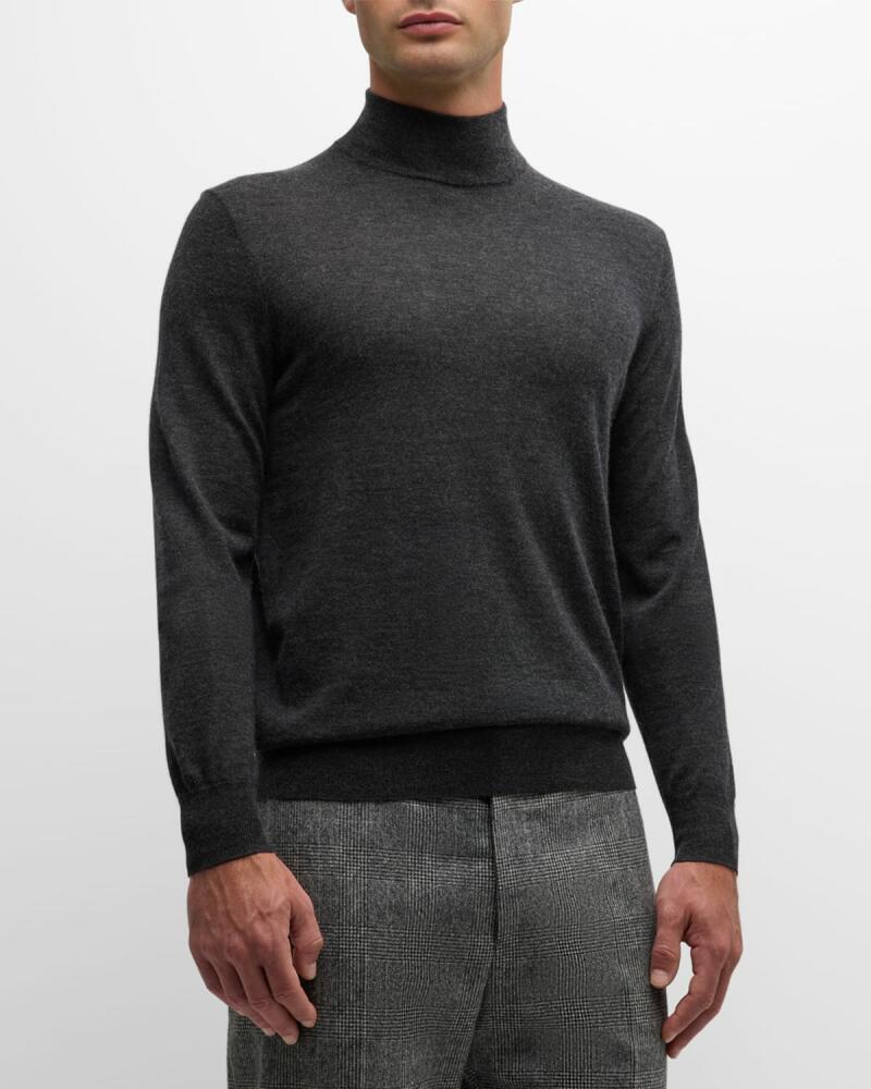 Neiman Marcus Men's Cashmere and Silk Mock-Neck Sweater Cover