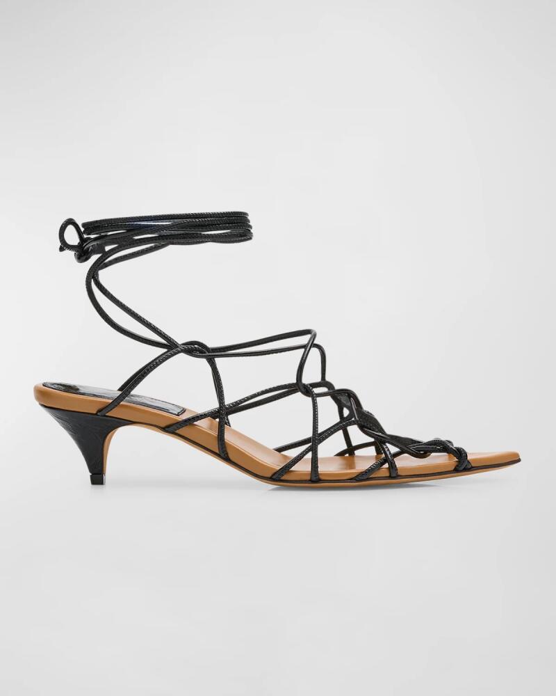 Khaite Arden Strappy Caged Ankle-Tie Sandals Cover