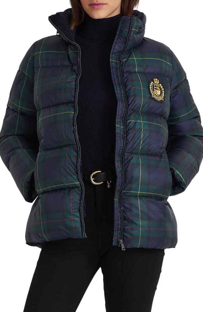 Lauren Ralph Lauren Plaid Hooded Puffer Jacket in Hunting Stewart Cover