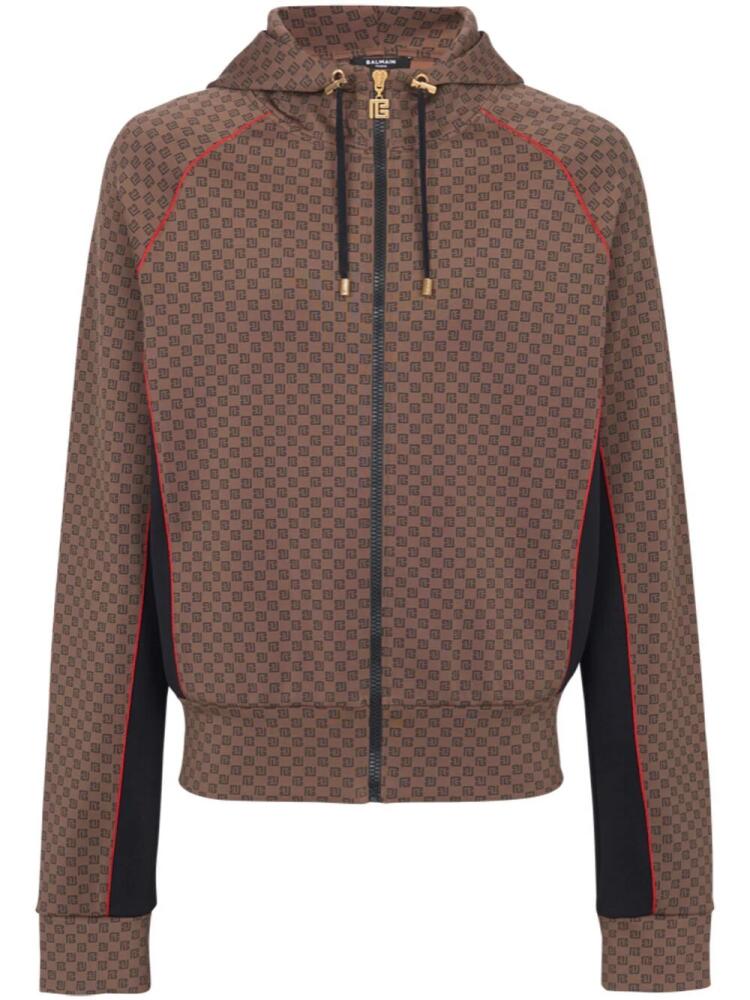 Balmain Mini monogram-pattern tracksuit jacket - Brown Cover