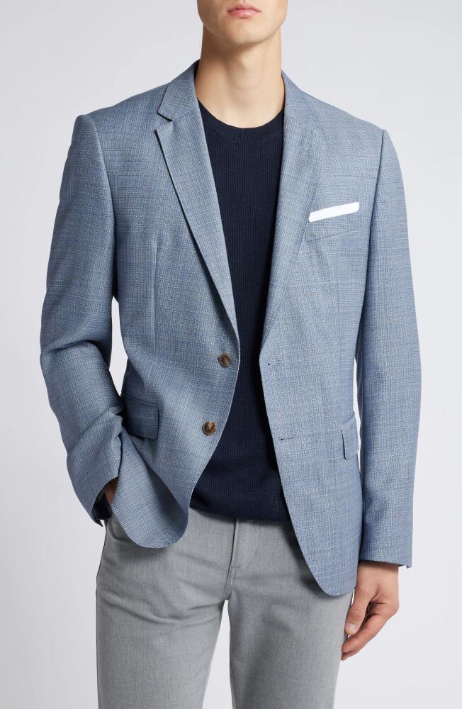 BOSS Hutson Slim Fit Wool Mélange Sport Coat in Open Blue Cover