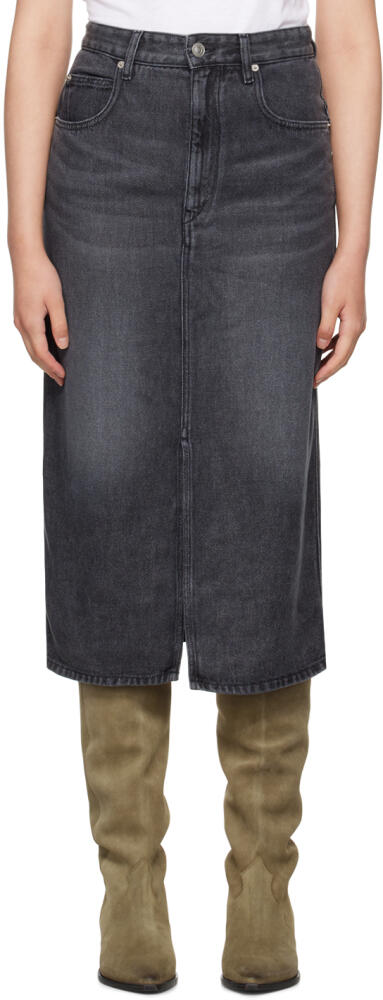 Isabel Marant Etoile Gray Tilauria Denim Midi Skirt Cover