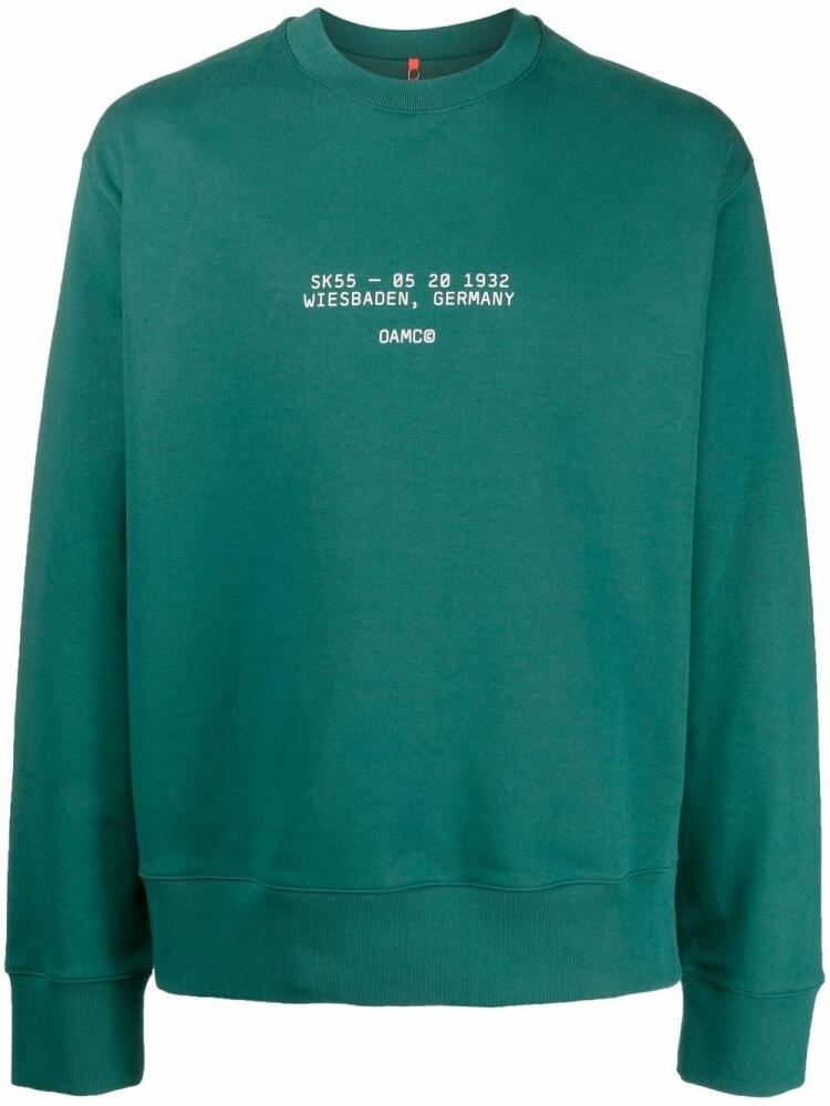 OAMC Audio slogan-print sweatshirt - Green Cover