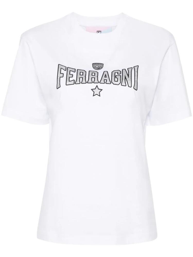 Chiara Ferragni glitter logo-print T-shirt - White Cover