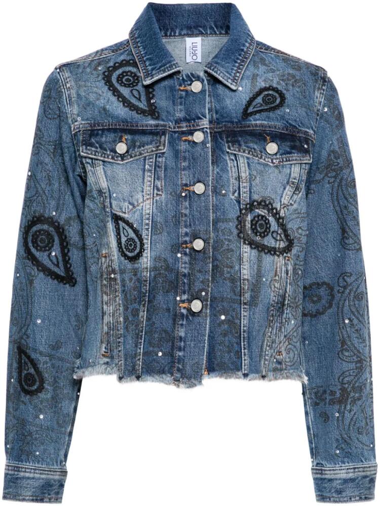 LIU JO bandana-pattern rhinestone denim jacket - Blue Cover