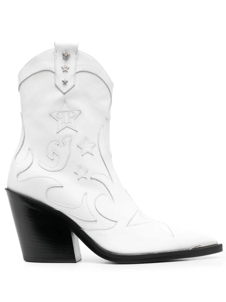 Philipp Plein stars-detail cowboy boots - White Cover