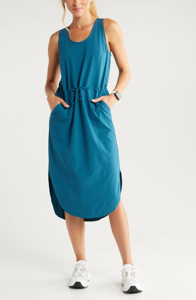 zella In Flight Drawcord Waist Dress in Teal Seagate Cover