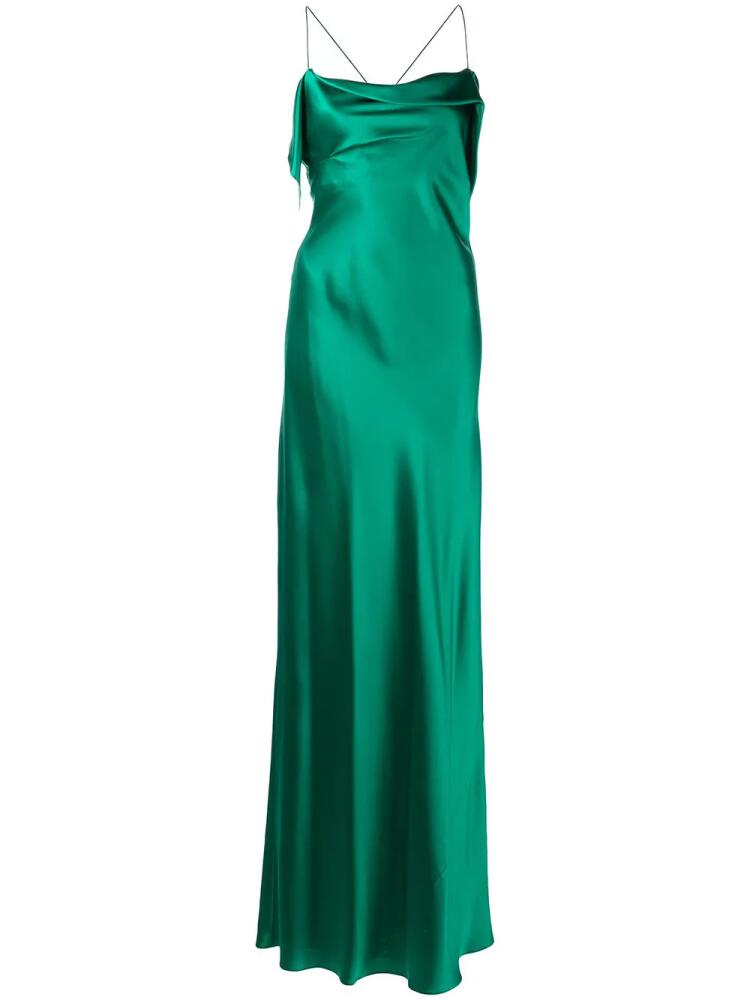 Michelle Mason bias-cut cowl neck gown - Green Cover