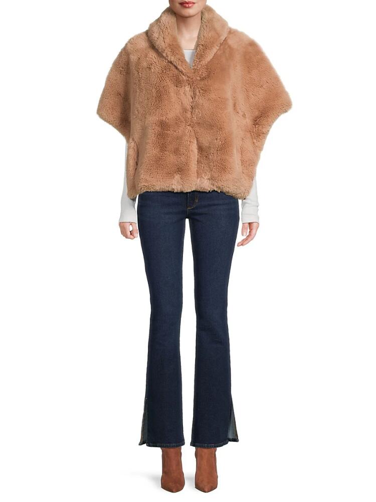 La Fiorentina Women's Faux Fur Cape Jacket - Camel Cover