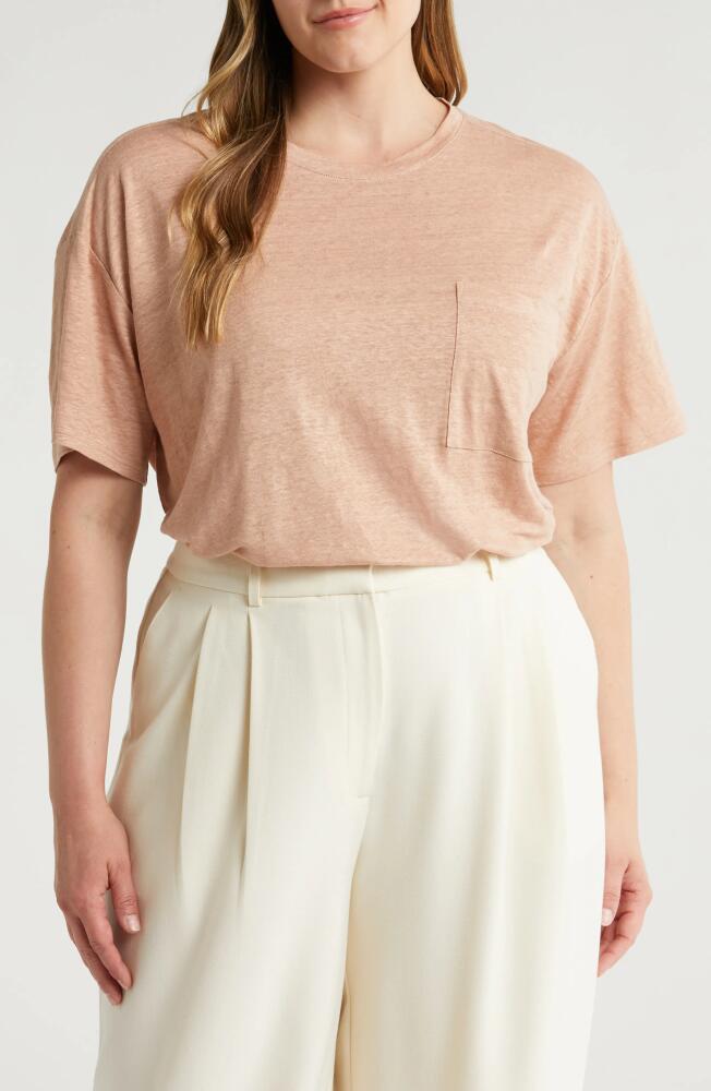 Nordstrom Boxy Linen Pocket T-Shirt in Beige Tuscany Cover