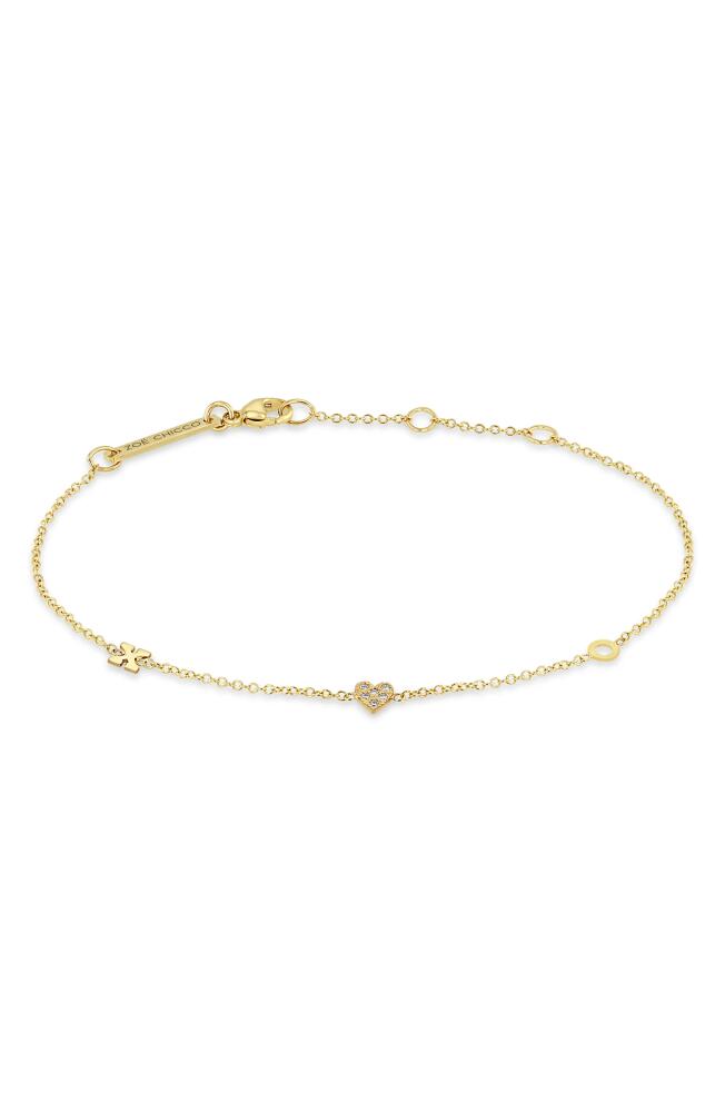 Zoë Chicco Itty Bitty XO Pavé Diamond Bracelet in 14K Yellow Gold Cover