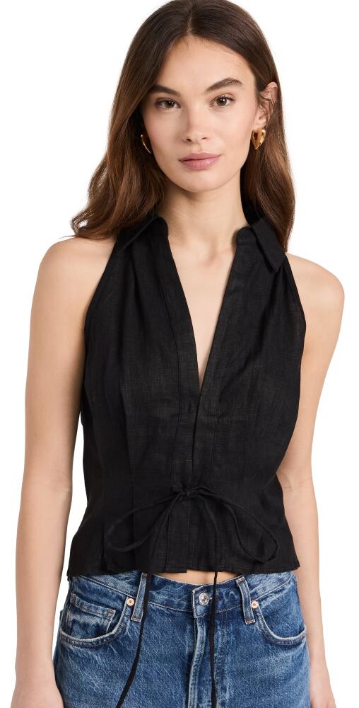 HEVRON Sloan Linen Vest Black Cover