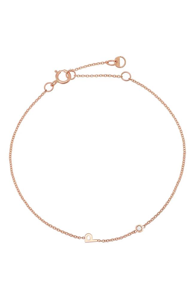 BYCHARI Initial & Diamond Bracelet in 14K Rose Gold-P Cover