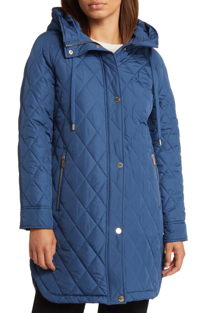 Michael Kors Quilted Water Resistant 450 Fill Power Down Jacket in Danish Blue Cover