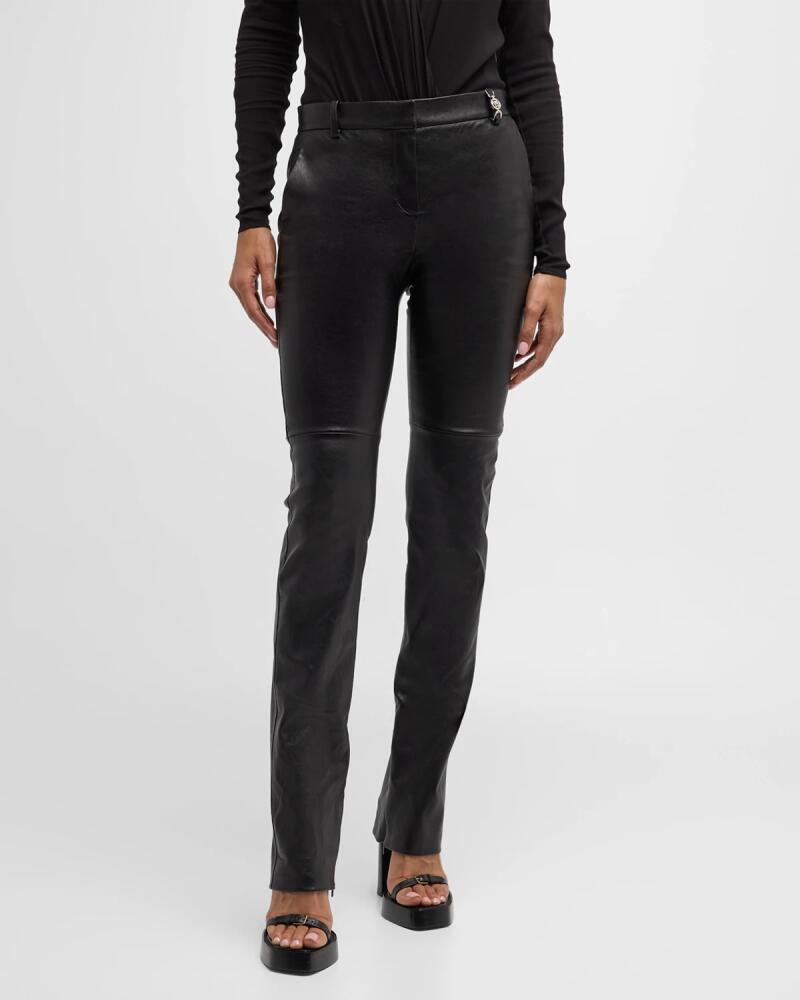 Versace Mid-Rise Stretch Nappa Leather Straight-Leg Pants Cover