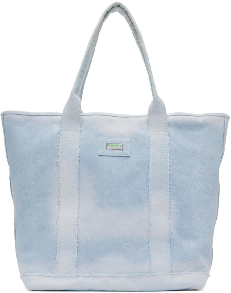 GUESS USA Blue Faded Denim Tote Cover