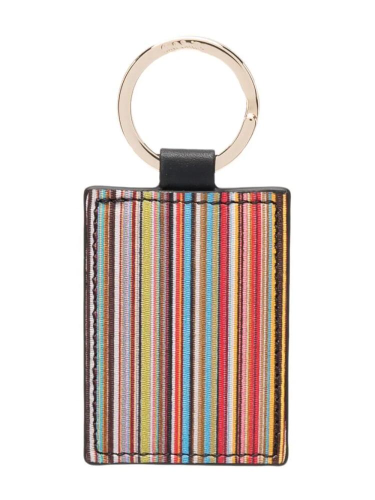 Paul Smith stripe print keyring - Black Cover