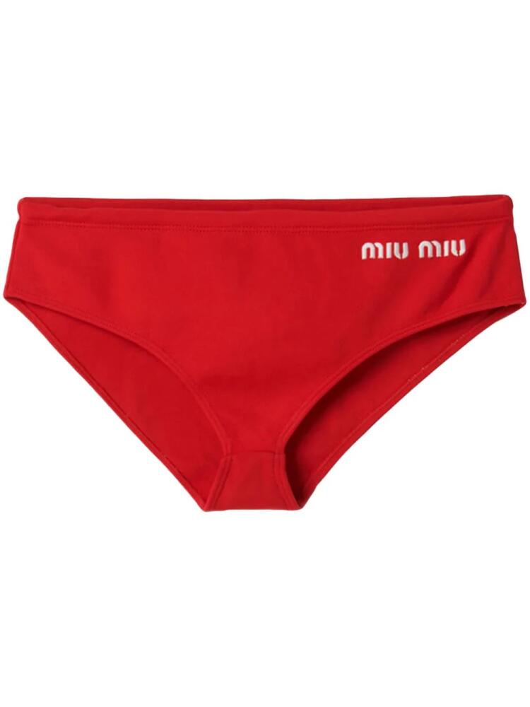 Miu Miu logo-print bikini bottoms - Red Cover