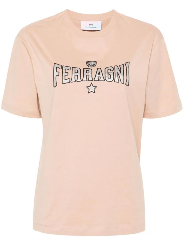 Chiara Ferragni glitter logo-print T-shirt - Neutrals Cover