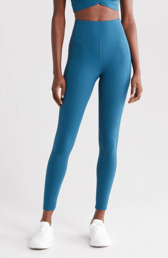 zella Studio Luxe High Waist Pocket 7/8 Leggings in Teal Seagate Cover