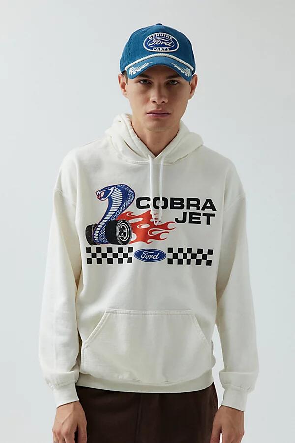 Ford Cobra Racing Graphic Hoodie Sweatshirt in Cream Cover