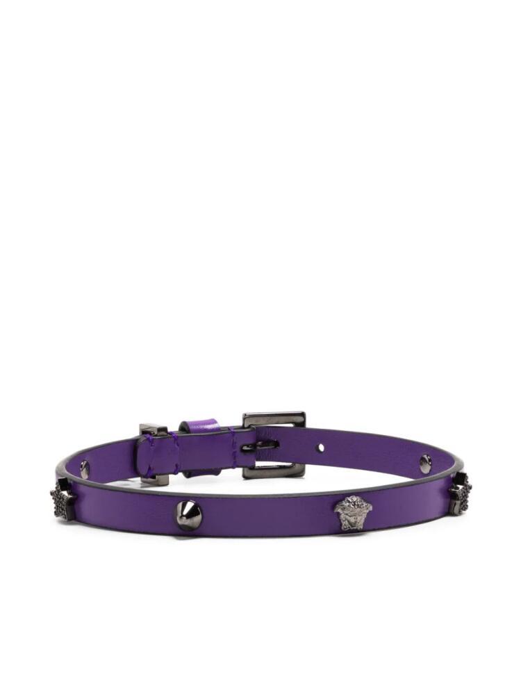 Versace gem-logo leather choker - Purple Cover