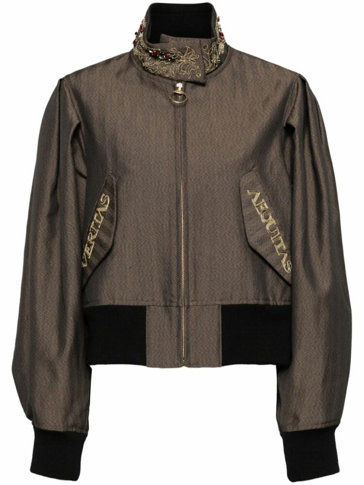 Kolor embroidered wool-blend jacket - Brown Cover