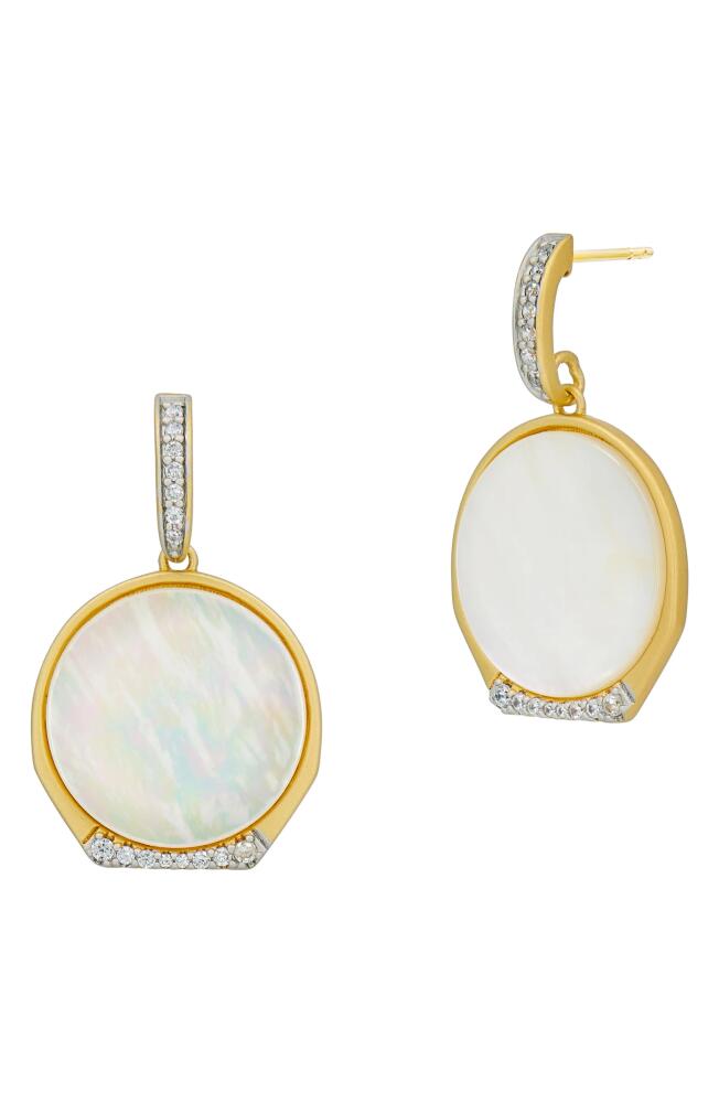 FREIDA ROTHMAN Iridescent Drop Earring in Mother Of Pearl/Gold/Silver Cover