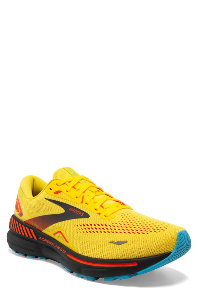 Brooks Adrenaline GTS 23 Running Sneaker in Yellow/Foraged Iron/Orange Cover