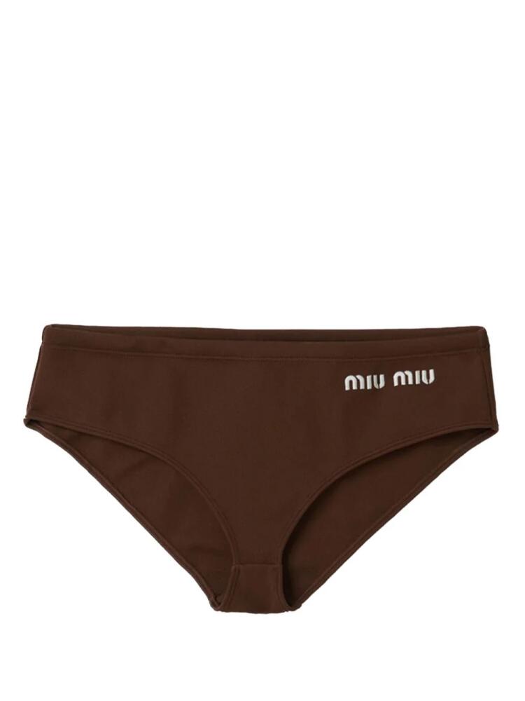 Miu Miu logo-print bikini bottoms - Brown Cover