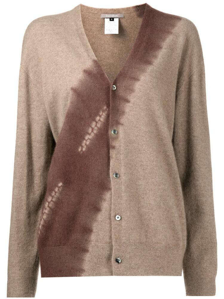 Suzusan tie-dye seamless cashmere cardigan - Brown Cover