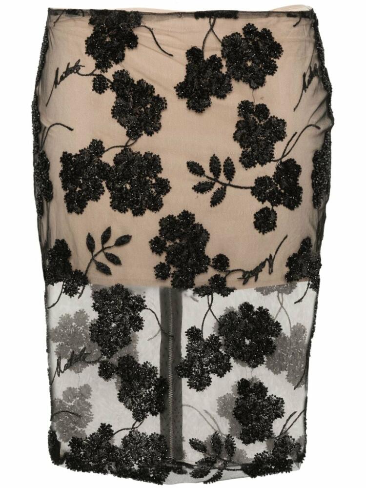 ROTATE BIRGER CHRISTENSEN floral bead-embroidered skirt - Black Cover