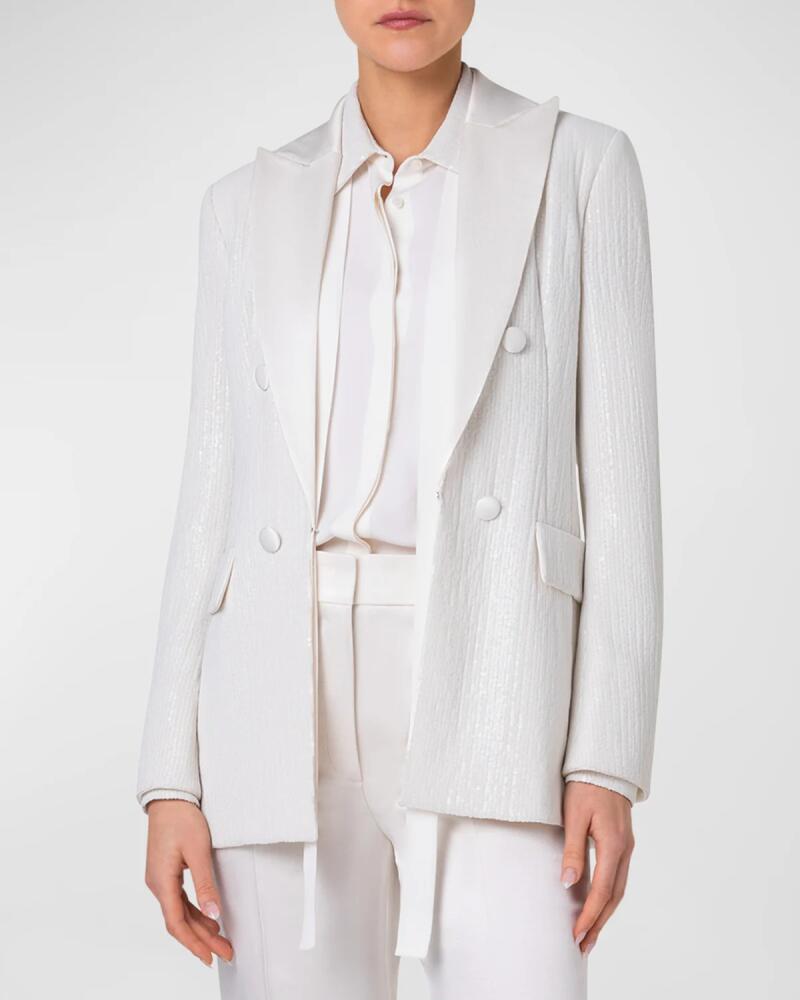 Akris Lucia Silk Chiffon Sequin Tuxedo Jacket Cover