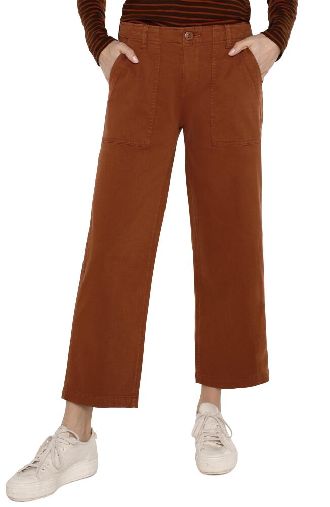 Liverpool Los Angeles Crop Wide Leg Twill Cargo Pants in Burlywood Cover