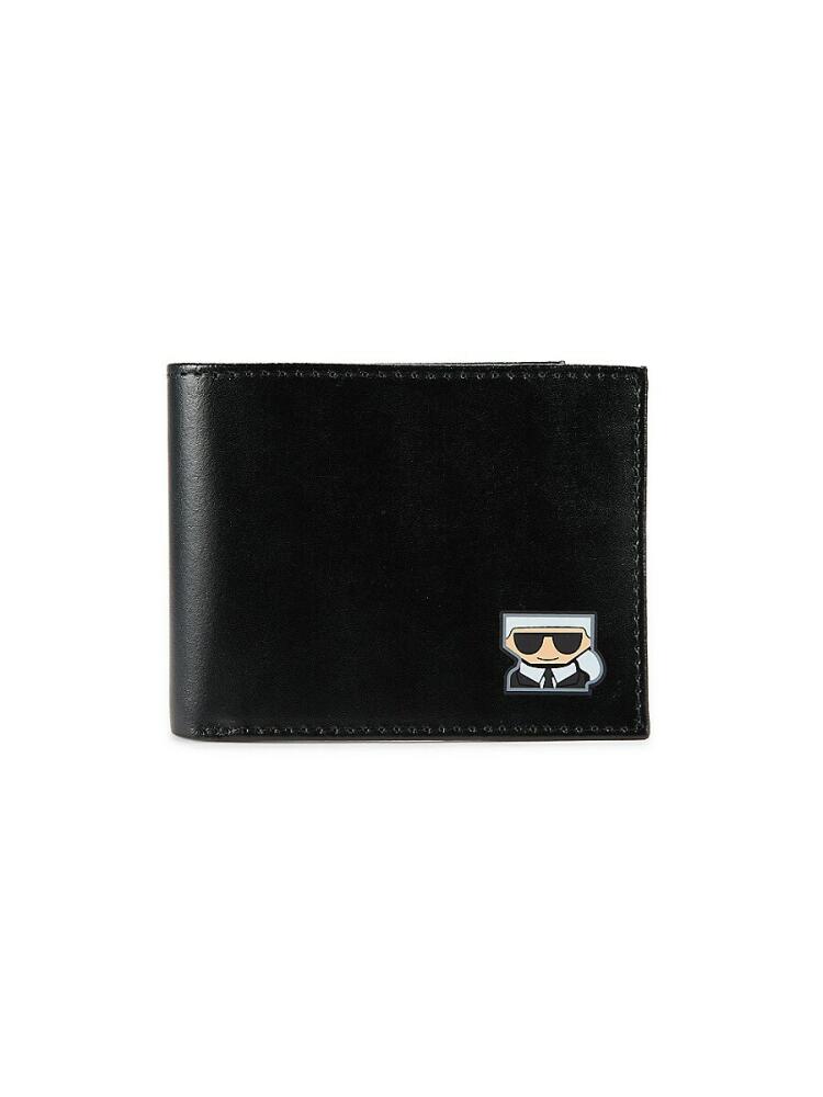 Karl Lagerfeld Paris Men's Leather Bifold Wallet - Black Cover