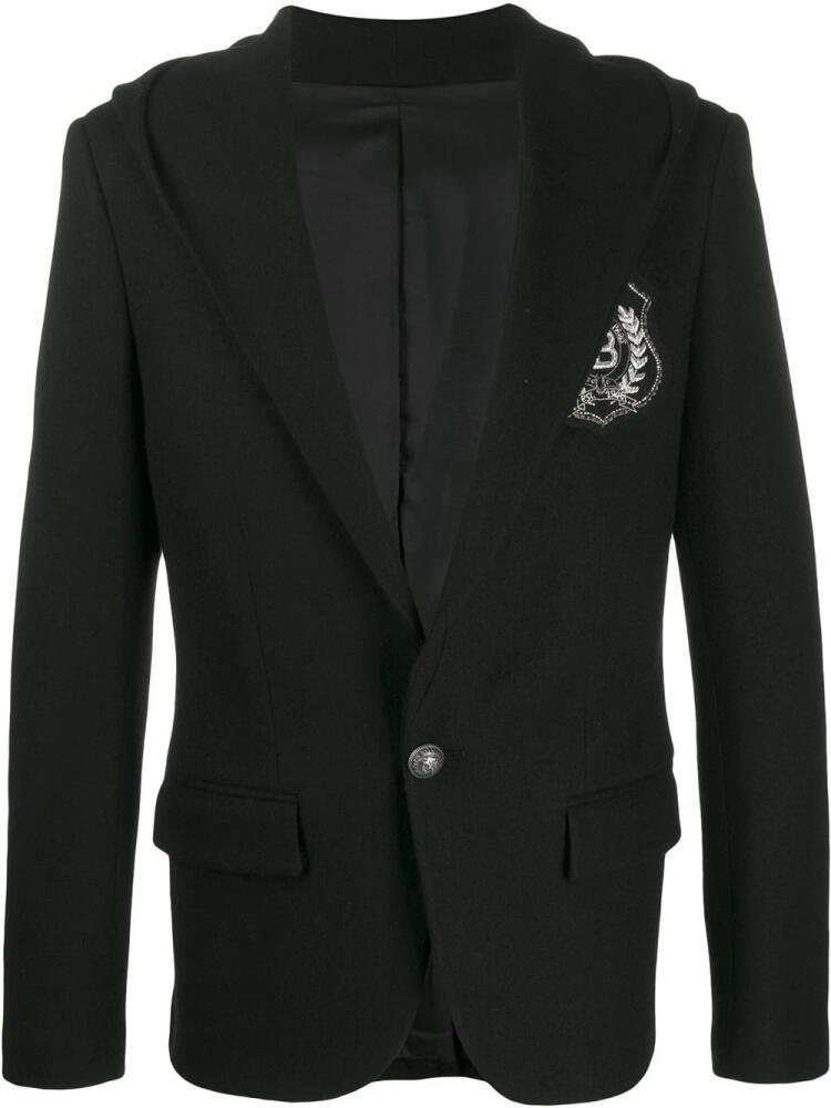 Balmain hooded logo patch blazer - Black Cover