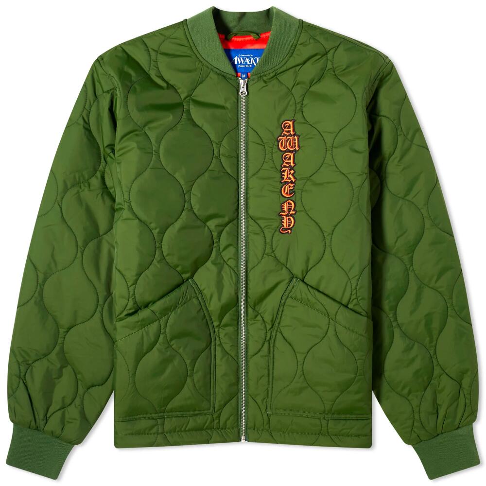 Awake NY Men's Cobra Quilted Bomber Jacket in Forrest Cover