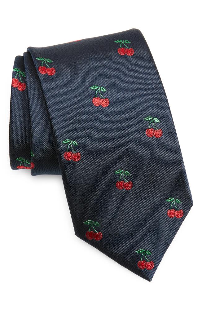 Drake's Mini Cherries Silk Tie in Navy Cover