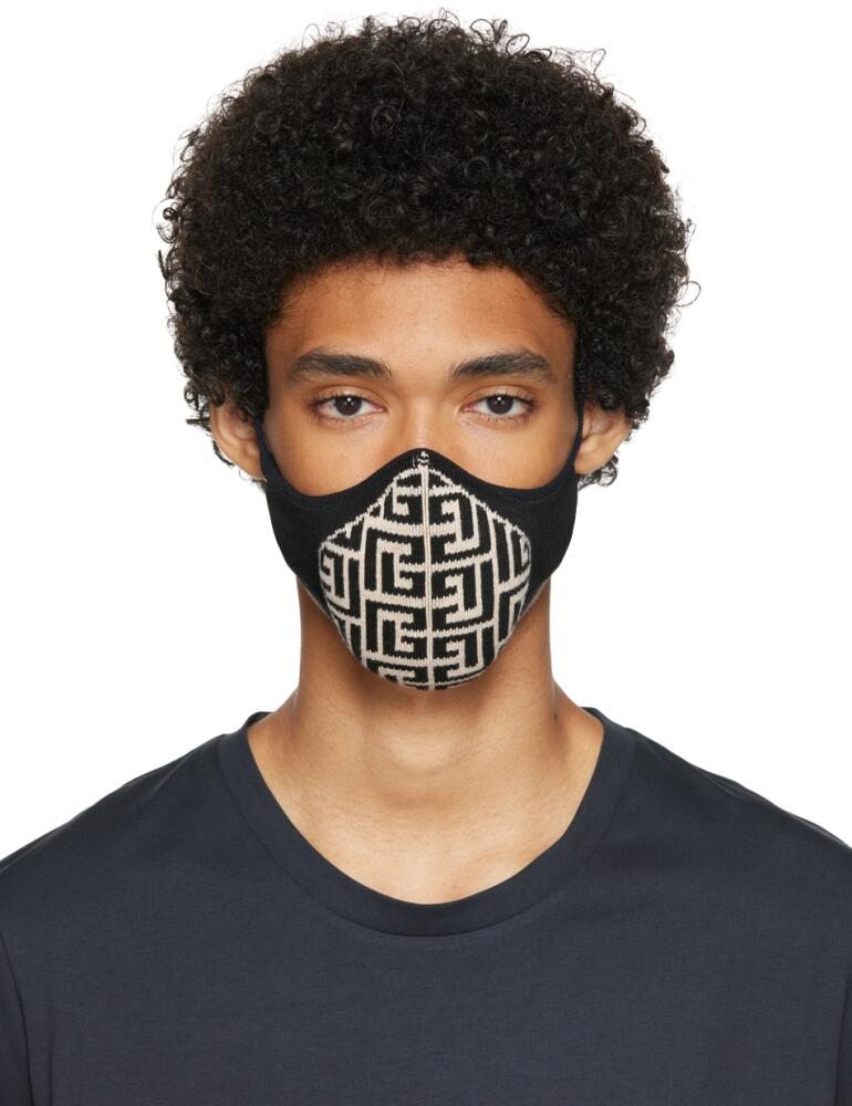 Balmain Off-White & Black Monogram Mask Cover