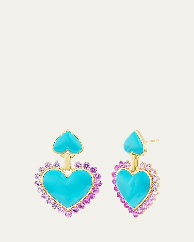 Emily P. Wheeler Queen of Hearts 18K Yellow Gold Turquoise and Sapphire Earrings Cover