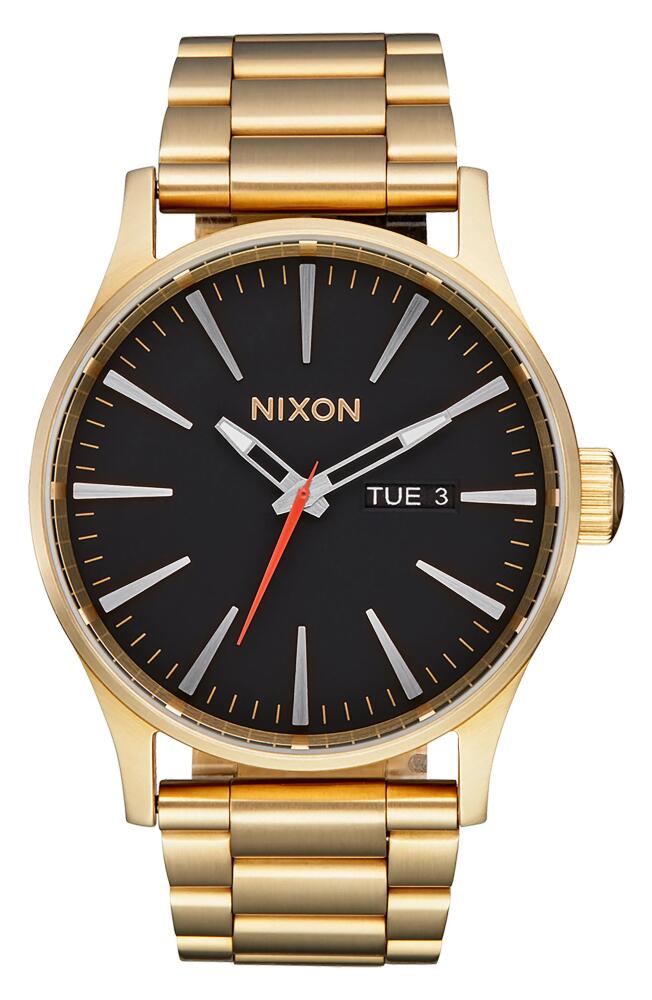 Nixon Sentry Bracelet Watch, 42mm in Yellow Gold /Black Cover