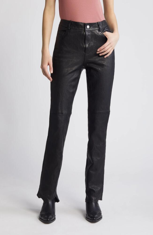 AllSaints Pearson Slim Fit Leather Pants in Black Cover