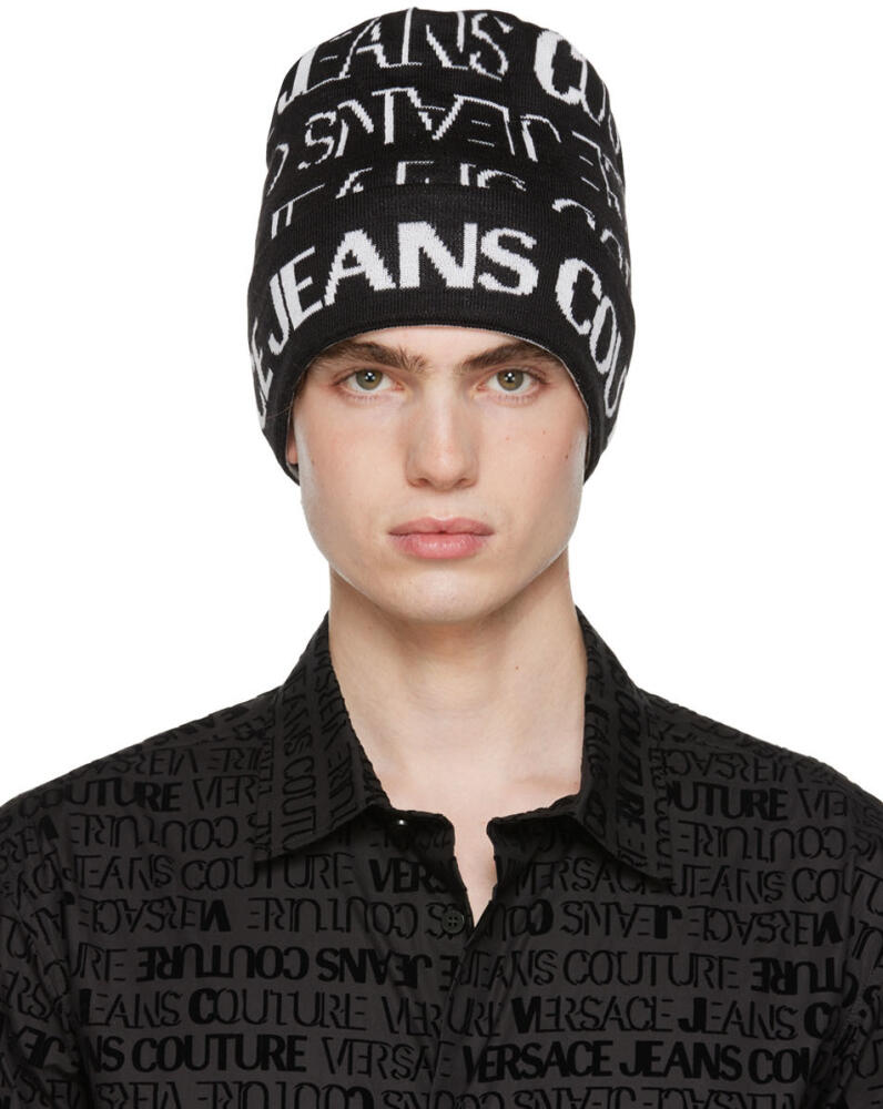 Versace Jeans Couture Black & White Knit Beanie Cover