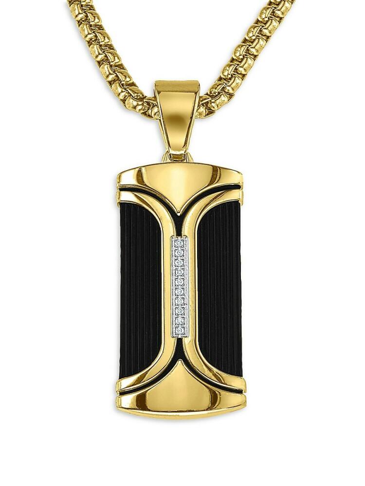 Esquire Men's Two Tone Stainless Steel & 0.05 TCW Diamond Dog Tag Pendant Necklace Cover