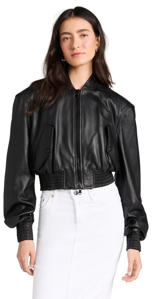 WARDROBE. NYC Leather Tailored Crop Bomber Black Cover