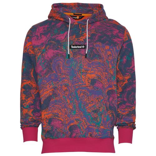 Timberland All Over Print Fleece Pullover Hoodie - Mens Black/Pink Cover