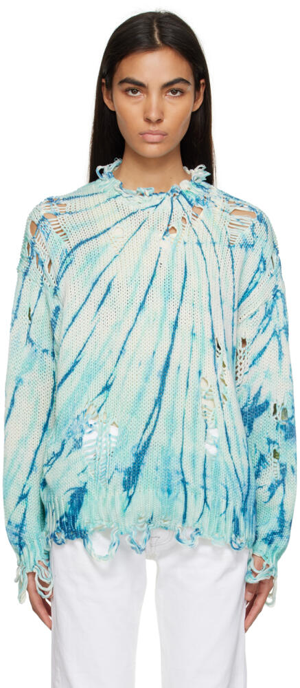 R13 Blue Distressed Tie-Dye Sweater Cover