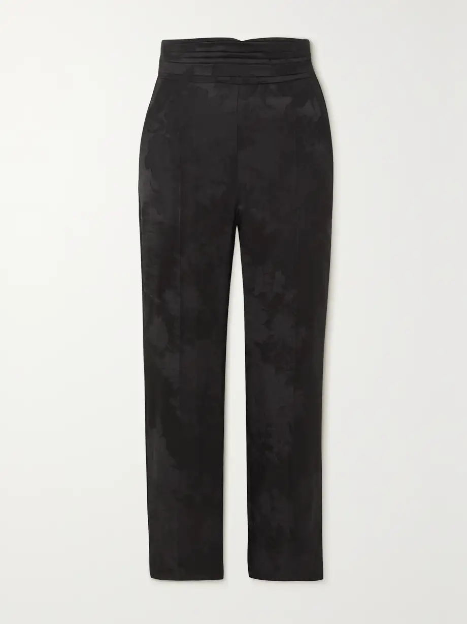 Erdem - Helga Cropped Wool-blend Jacquard Slim-leg Pants - Black Cover