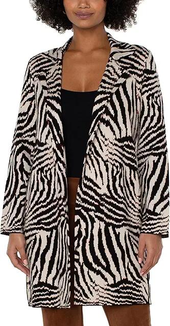 Liverpool Los Angeles Open Front Coatigan Sweater (Abstract Zebra Jacquard) Women's Clothing Cover